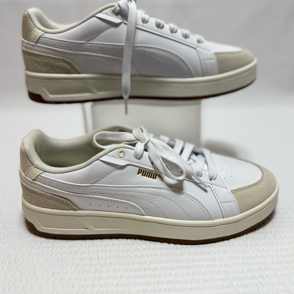 Puma White and Beige Sneakers